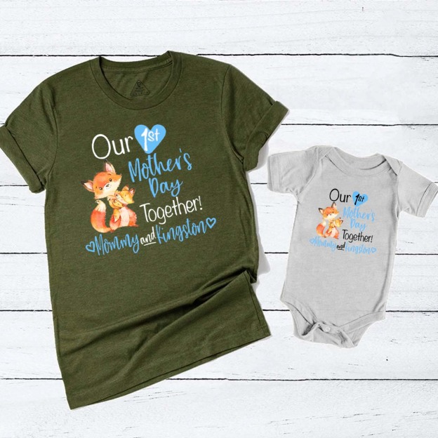 Personalized Our First Mothers Day Fox Mom&Me Matching Tees