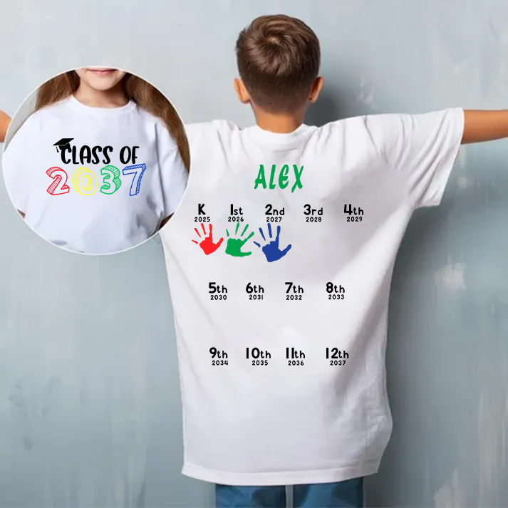 Hand Print-Class Of 2037 Personalized Shirts For School Kids