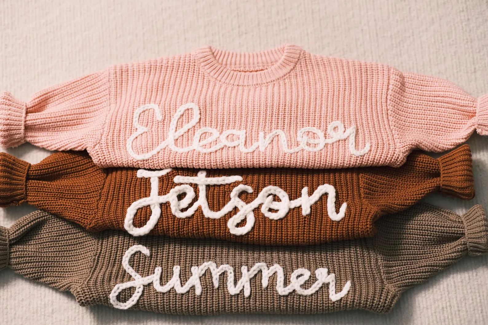Personalized Baby Sweater With Hand-Embroidered Name