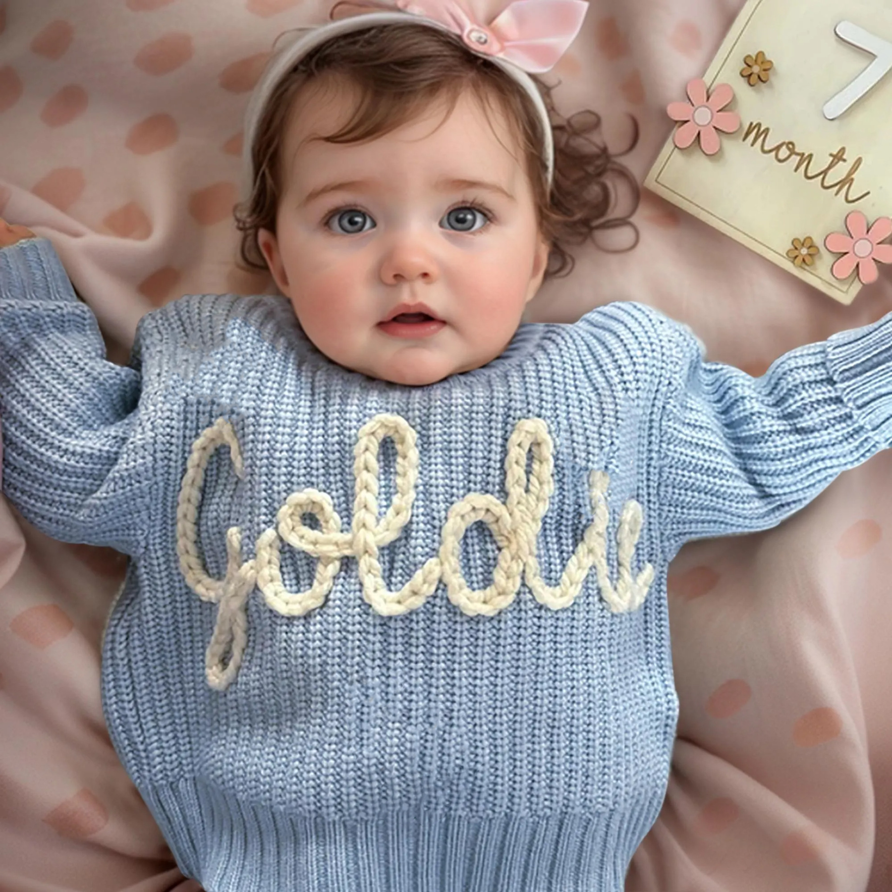 Personalized Baby Sweater With Hand-Embroidered Name