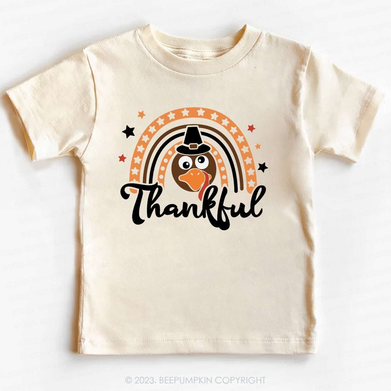 Fall Natural Little Turkey Thanksgiving Kids Tees  Sale-Beepumpkin™