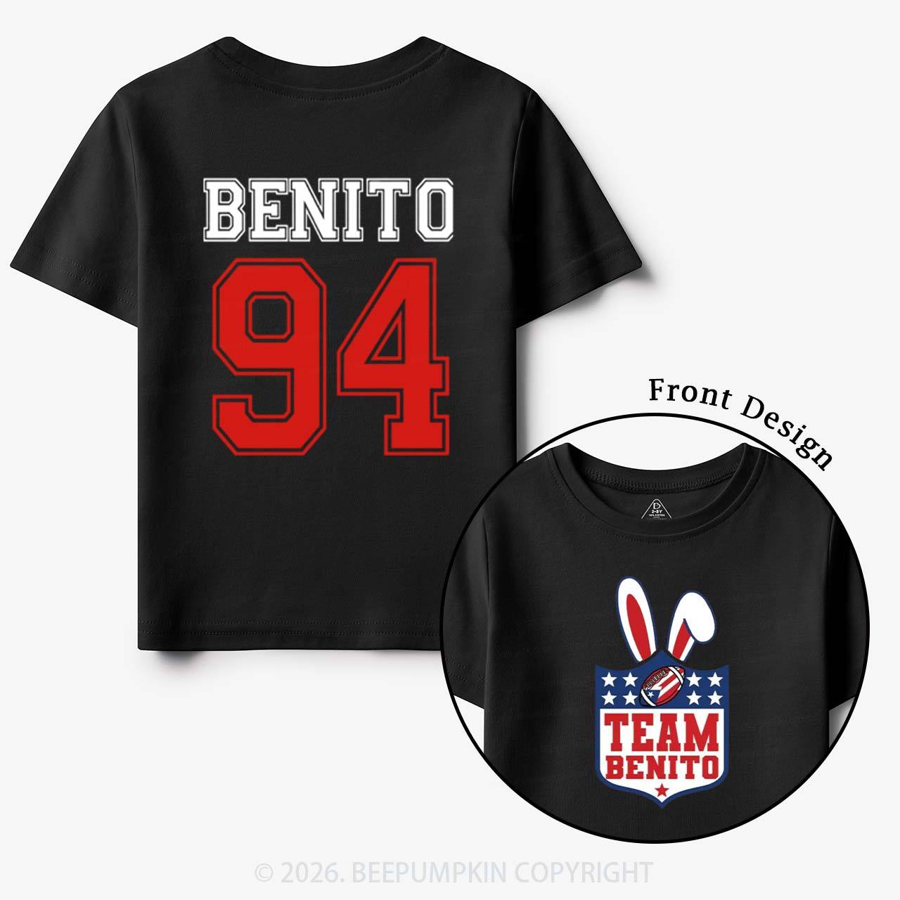 Personalized Vintage Benito Super Football Game Day Toddler&Kids Tees