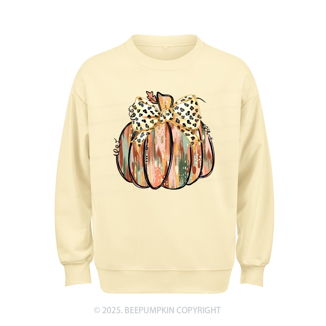 Colorful Coquette Gold Glitter Pumpkin Sweatshirt Beepumpkin
