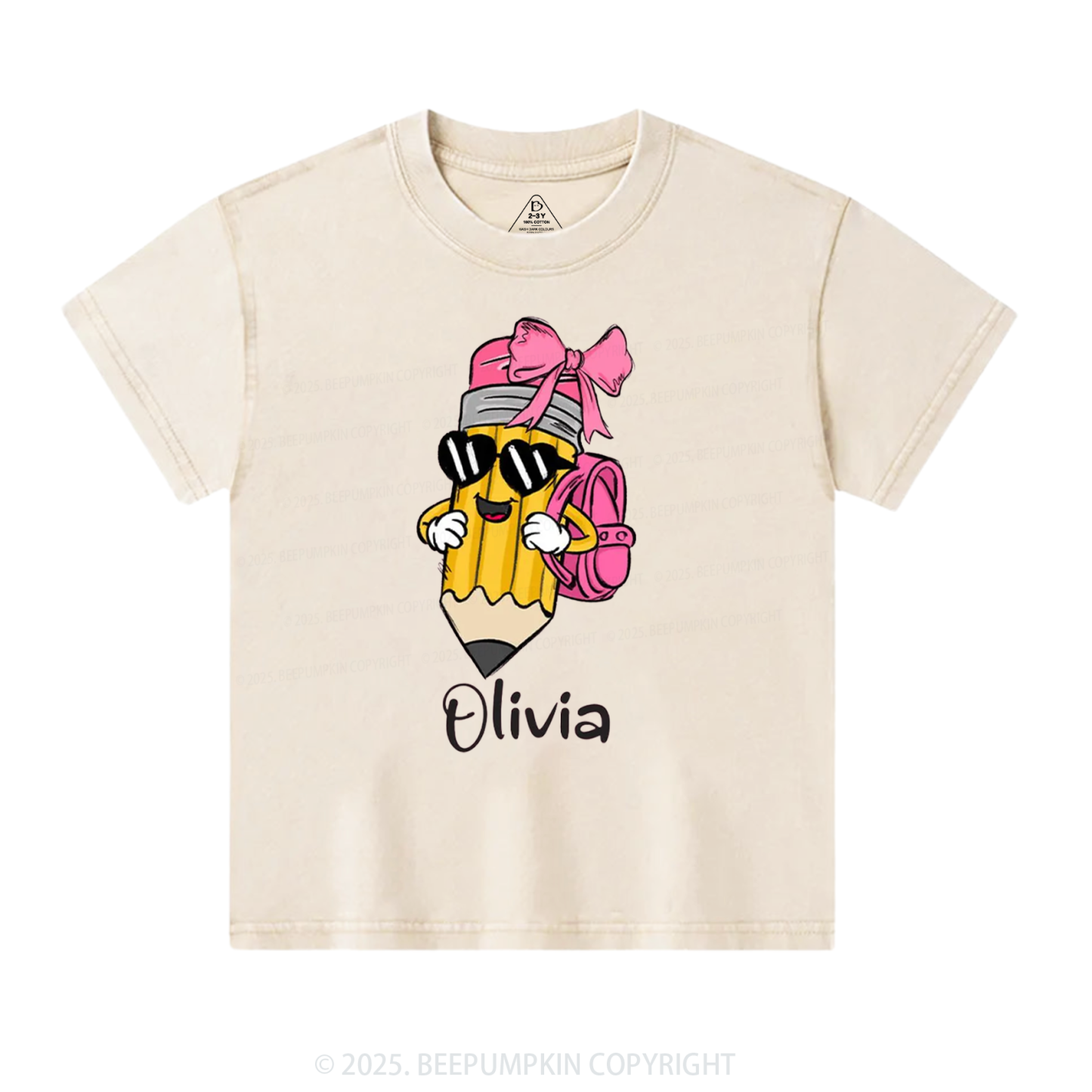 Personalized Boy Girl Pencil Toddler&Kids Washed Tees