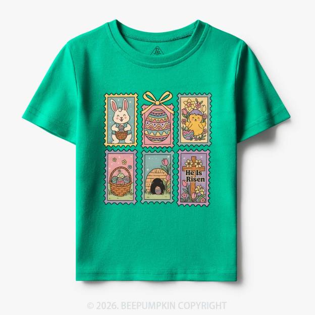 He Is Risen Easter Stamp Toddler&Kid's Tees