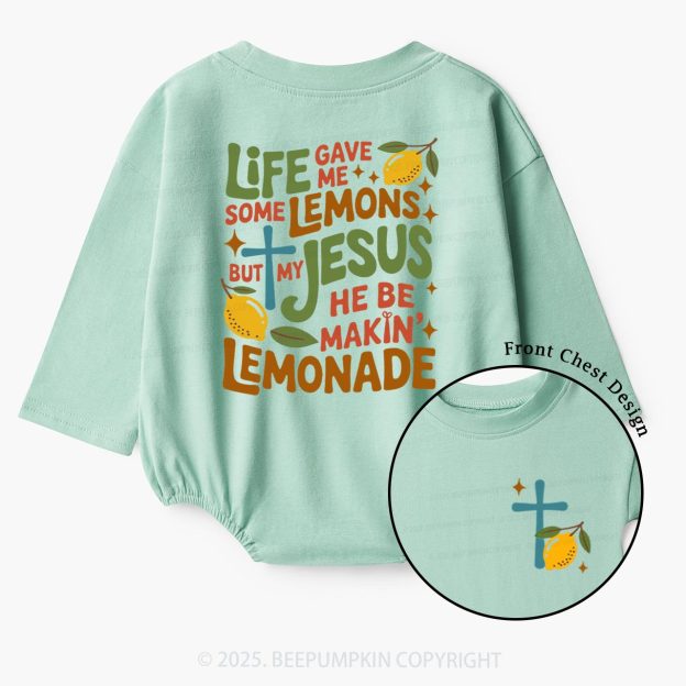 Life Gave Me Lemons But My Jesus Made Lemonade Baby Bubble Romper Beepumpkin