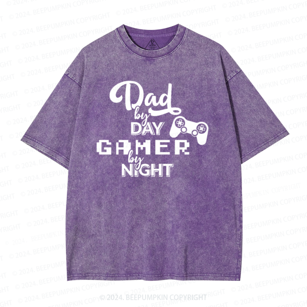 Dad Gamer By Night Washed T-Shirts 