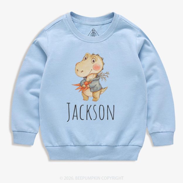Personalized Watercolor Dino Friend Kid's Sweatshirt