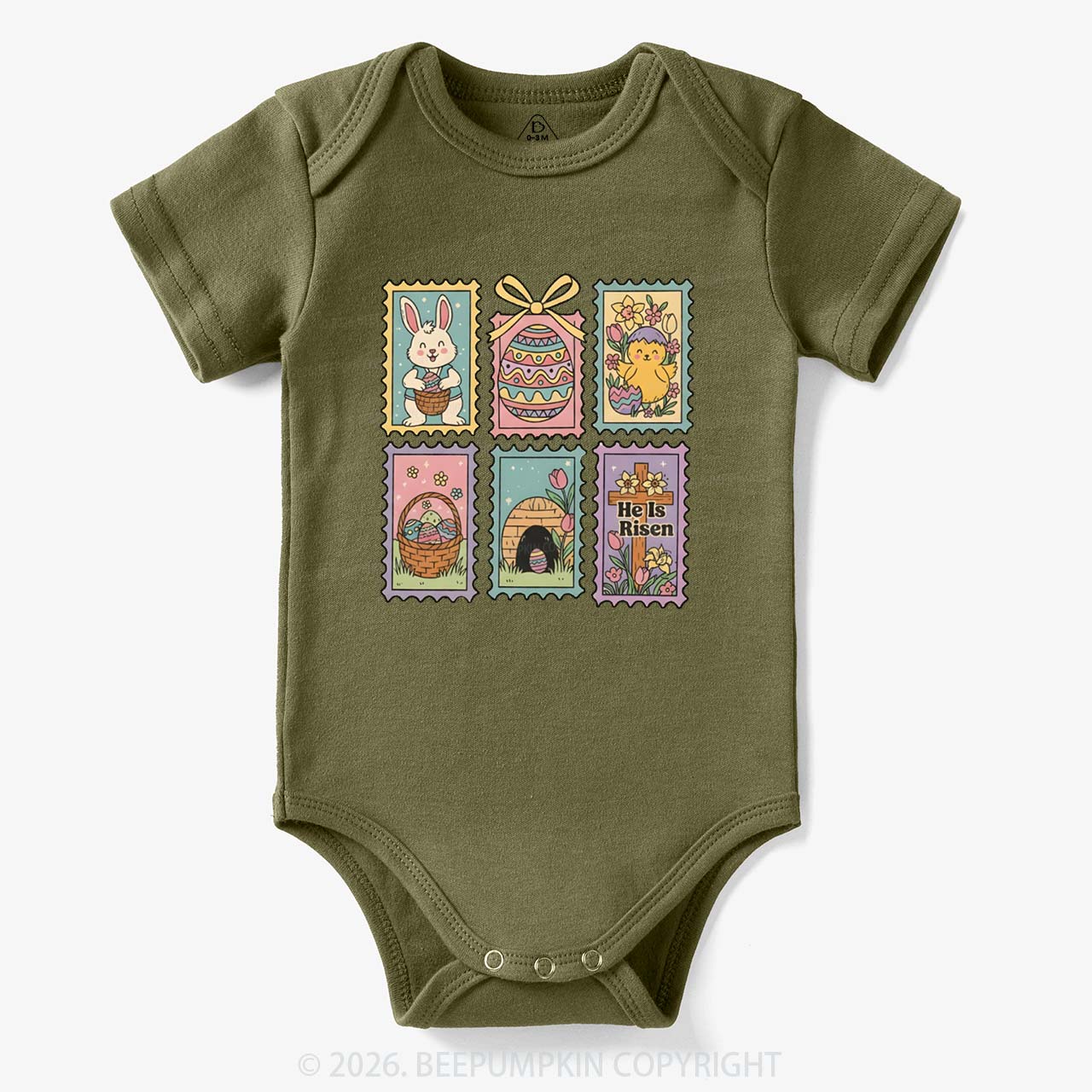 He Is Risen Easter Stamp Baby Bodysuit