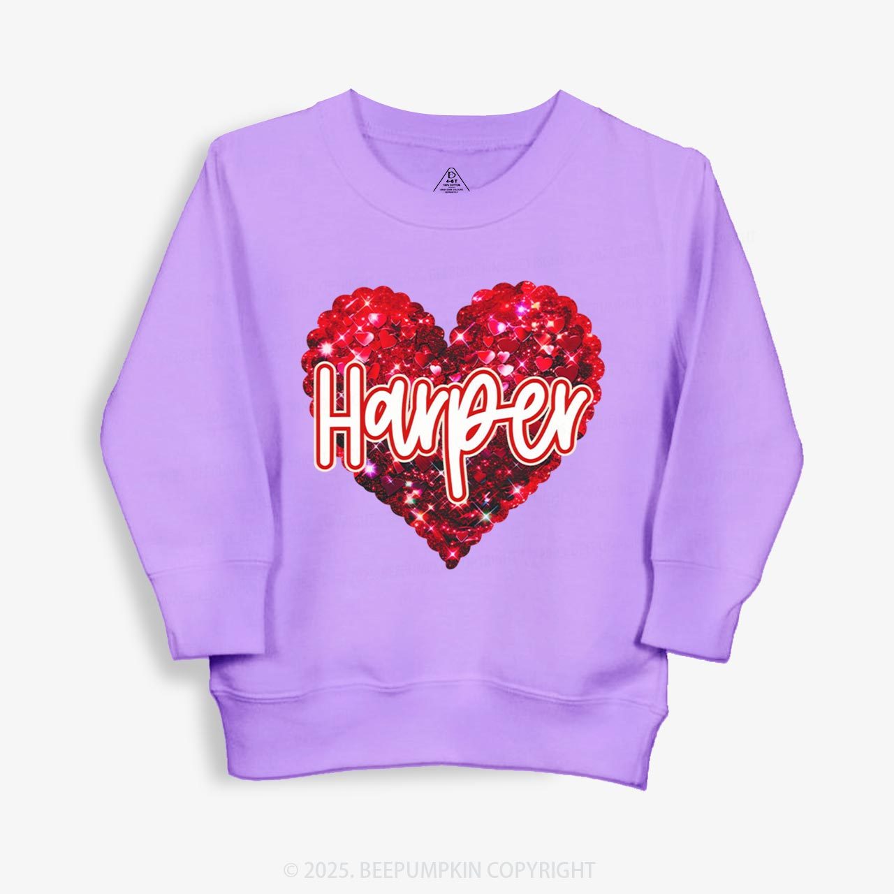 Personalized Sparkling Heart Name Kid's Sweatshirt