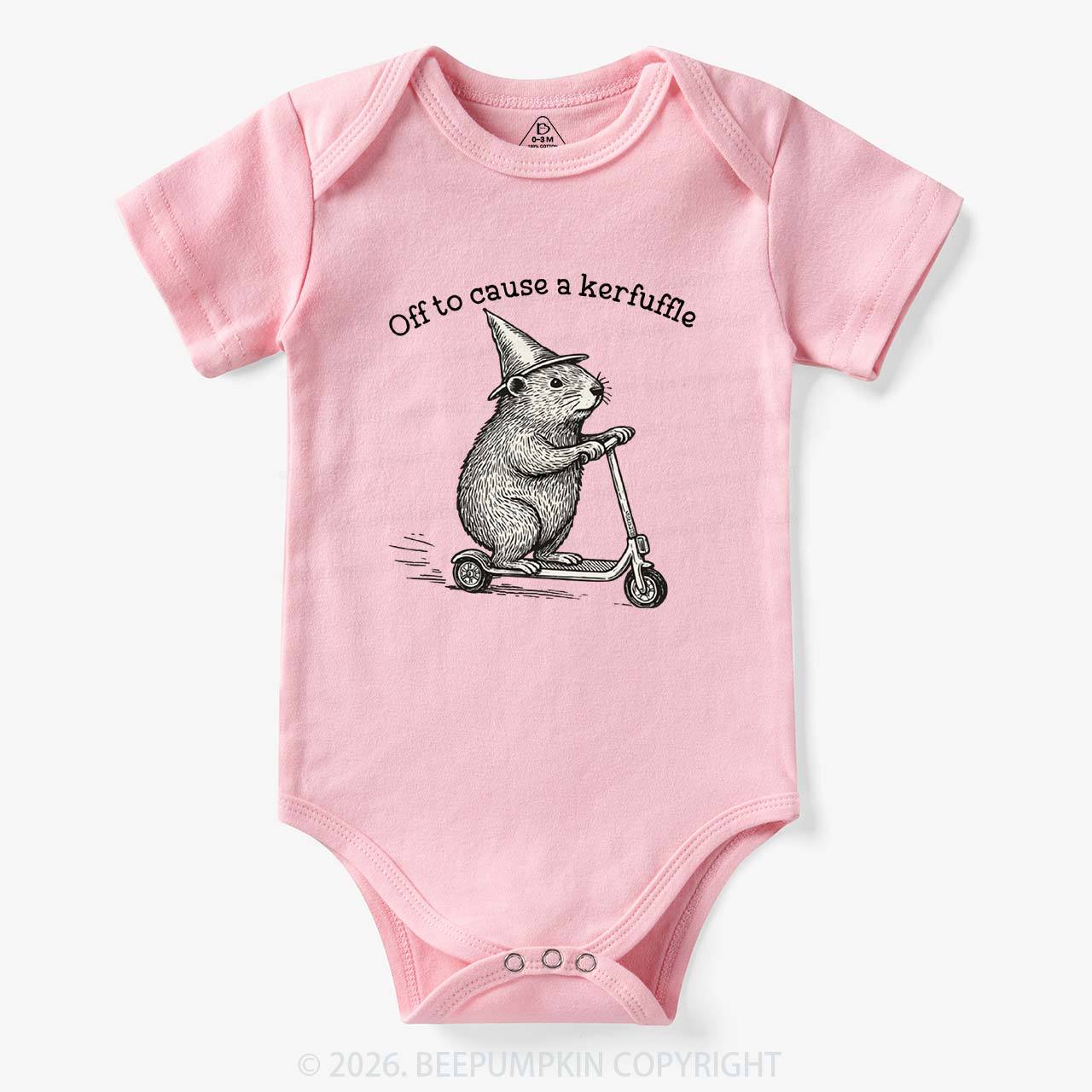 Off To Cause A Kerfuffle Groundhog Scooter Bodysuit