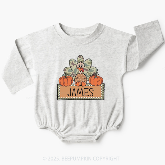 Personalized Camo Turkey Baby Bubble Romper Beepumpkin