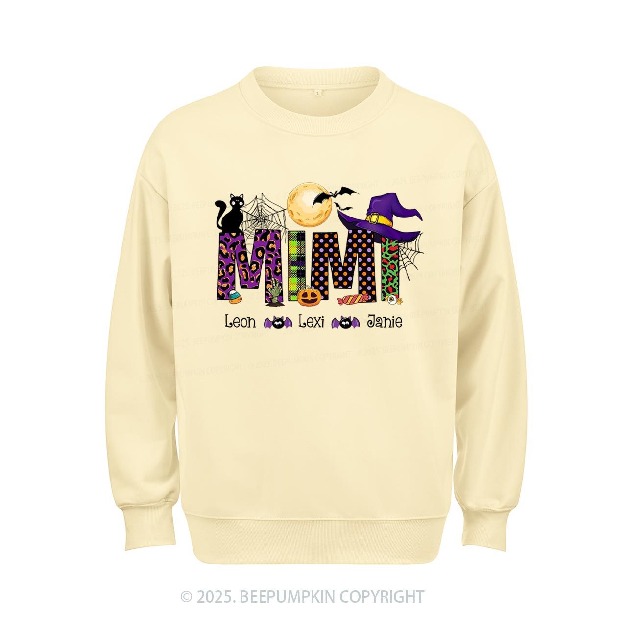 Personalized Mimi And Little Bat Halloween Sweatshirt Beepumpkin