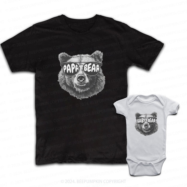 Cute Bear Sunglasses Daddy And Me Matching Shirt