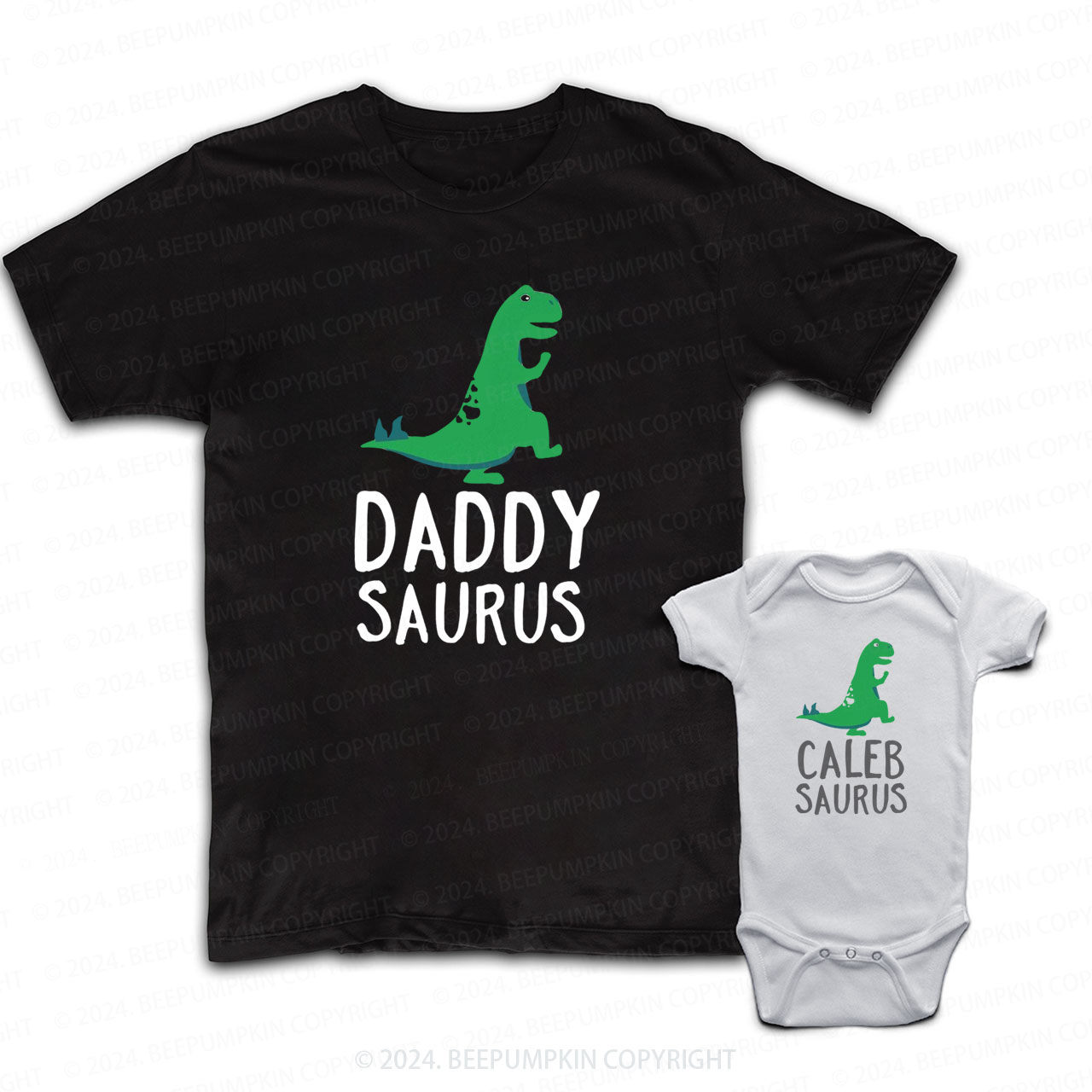 Cute Green Sautus Daddy And Me Matching Shirt