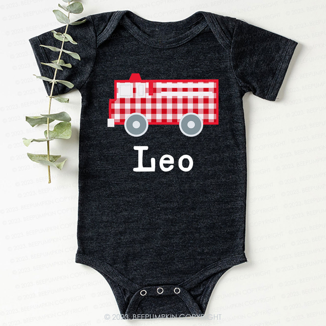 Personalized Fire Truck Bodysuit For Baby 