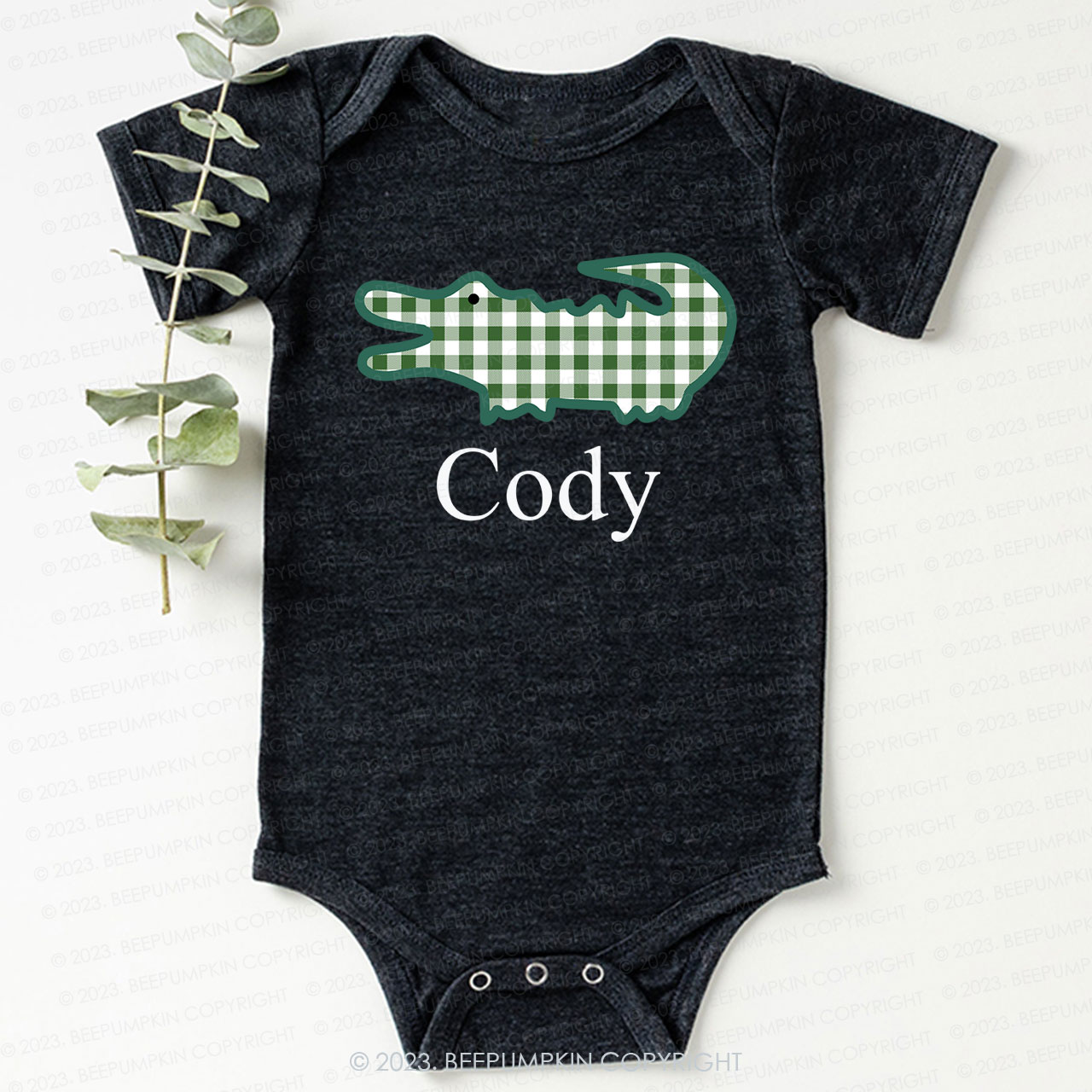 Alligator Gingham Bodysuit For Baby 