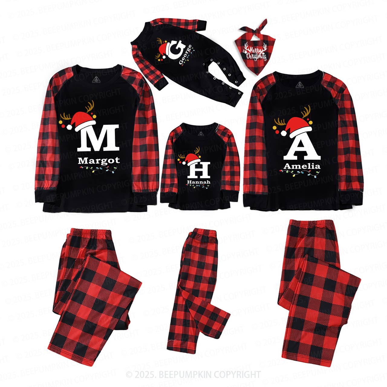Personalized Christmas Alphabet Family Matching Pajamas