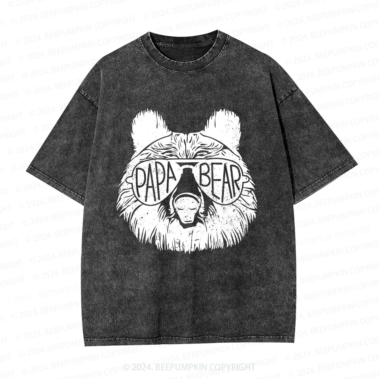 Papa Bear Sunglass Dad Washed T-Shirts 