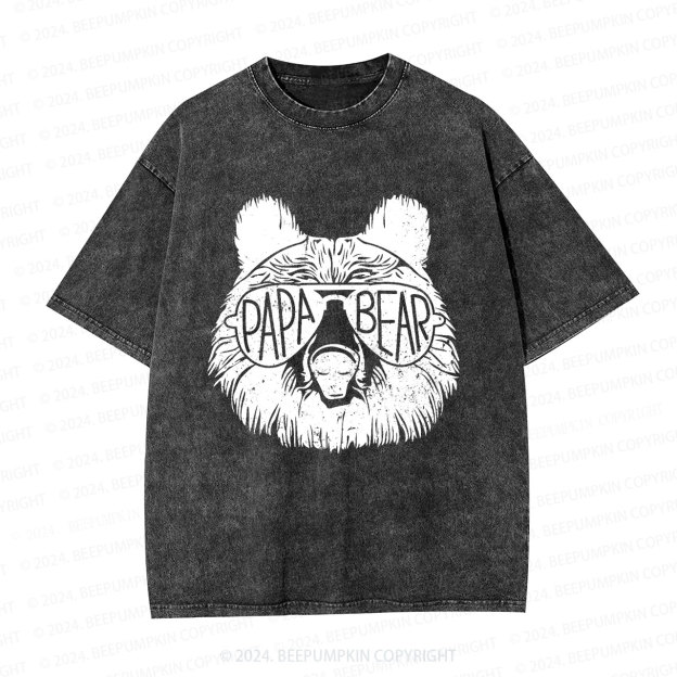 Papa Bear Sunglass Dad Washed T-Shirts 
