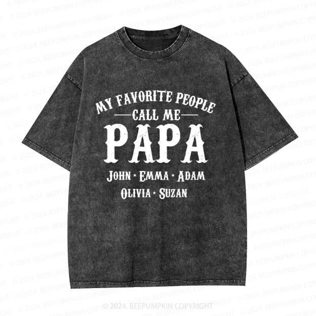 Custom Papa Baby Announcement Dad Washed T-Shirts 