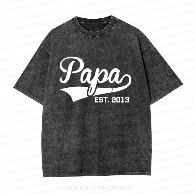 Custom Papa Gift Dad Washed T-Shirts 