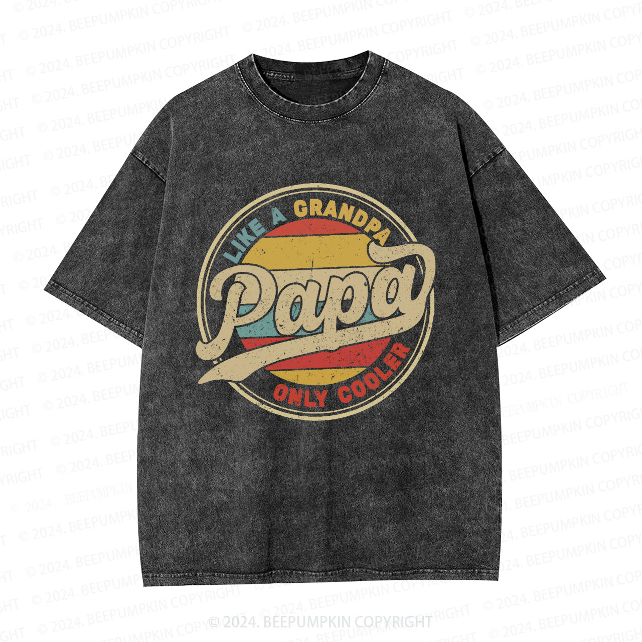 Papa Like A Grandpa Only Cooler Dad Washed T-Shirts 