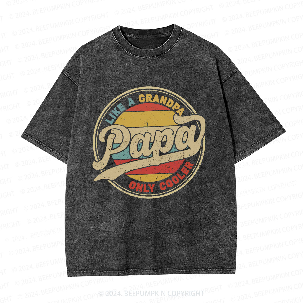 Papa Like A Grandpa Only Cooler Dad Washed T-Shirts 
