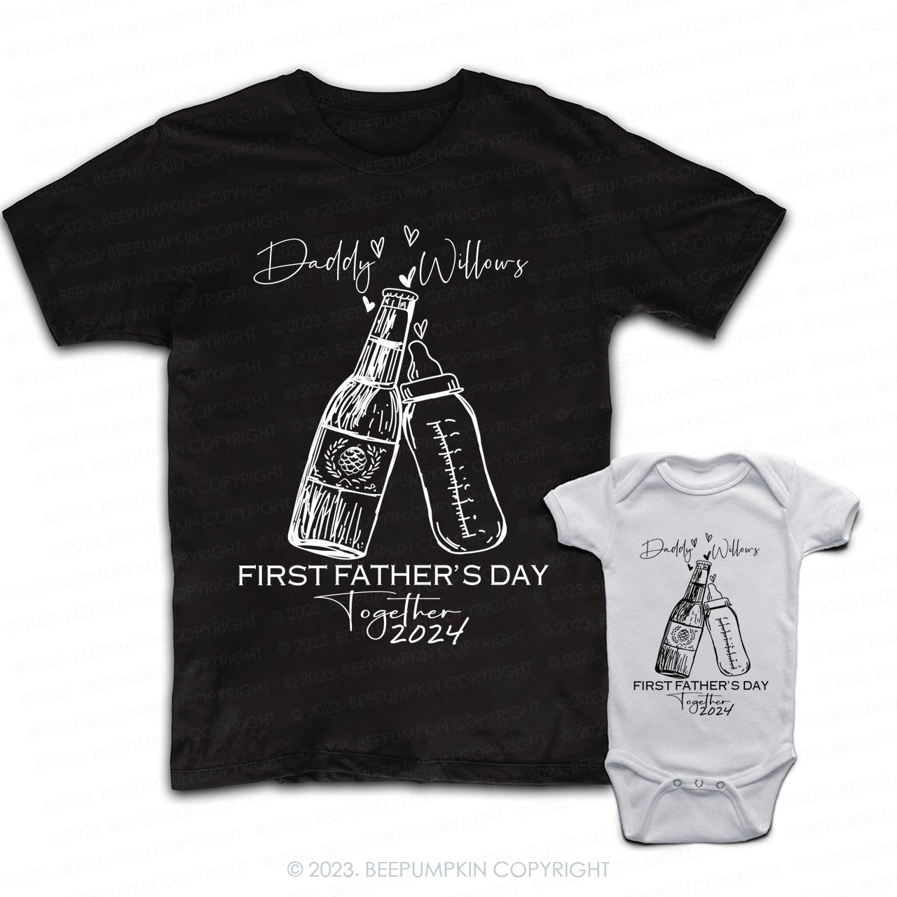 Matching First Dad and me Bodysuit & Shirts (Together)