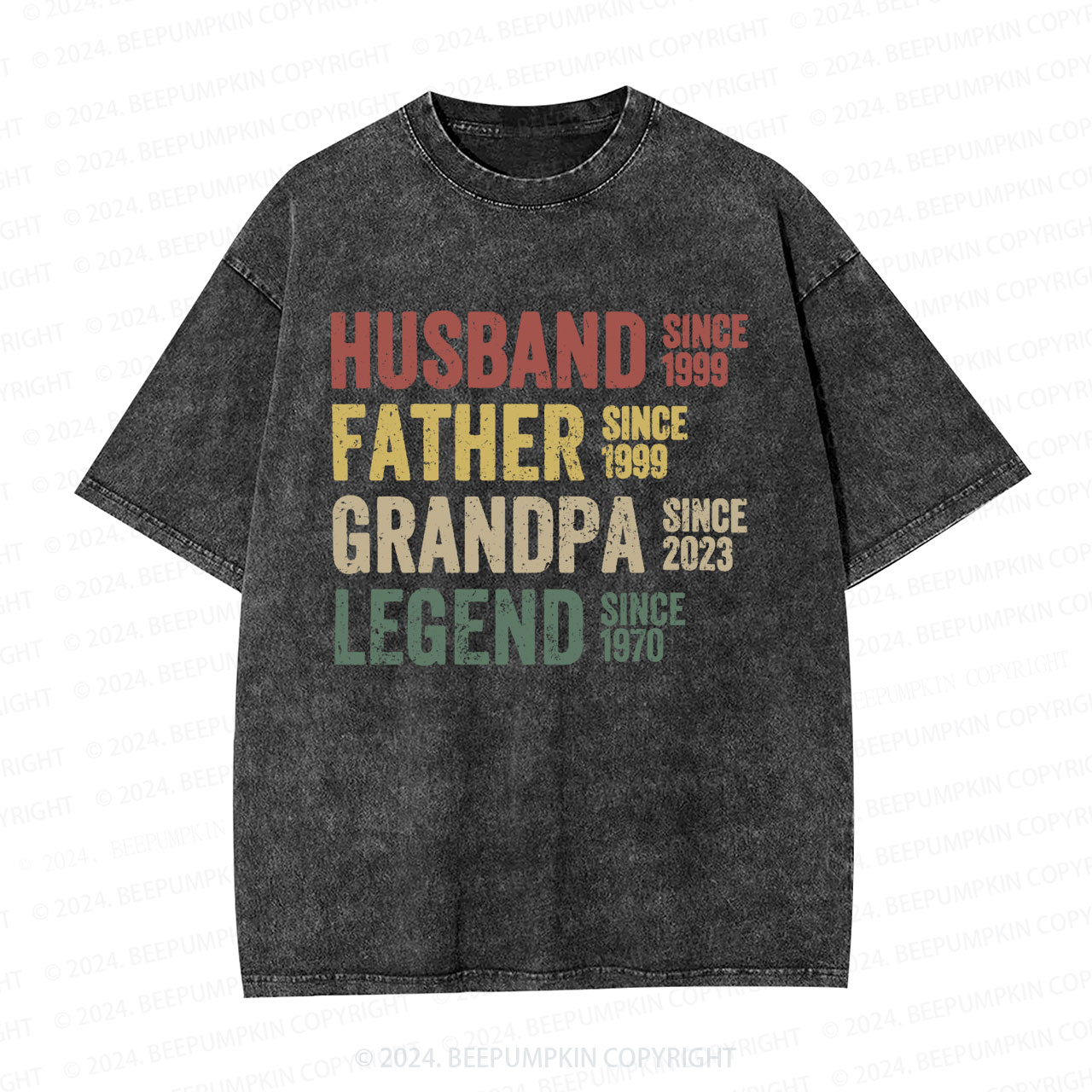 Personalized Dad Grandpa Grandparents Washed T-Shirts 
