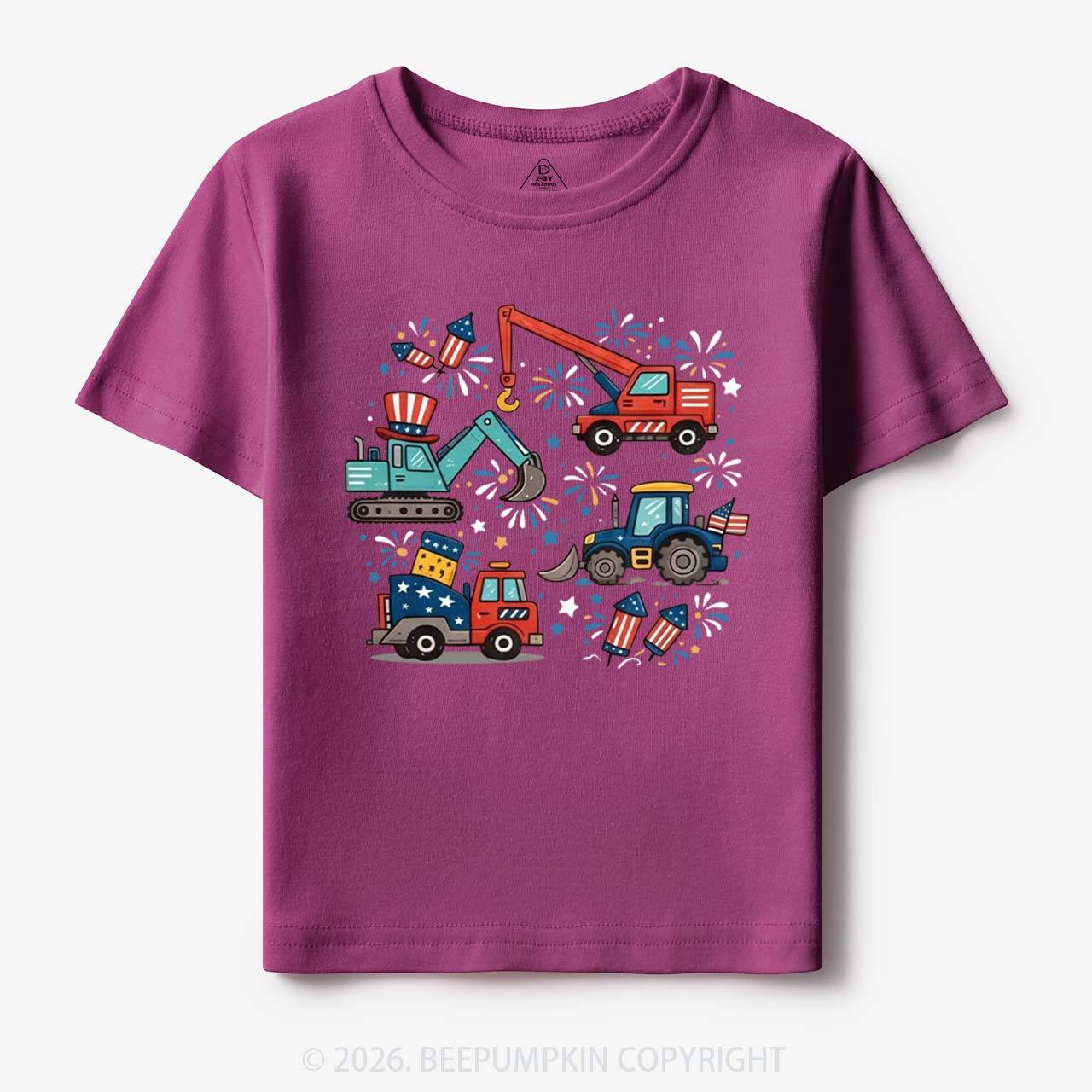 4th of July Construction Patriotic Truck Toddler&Kid's Tees