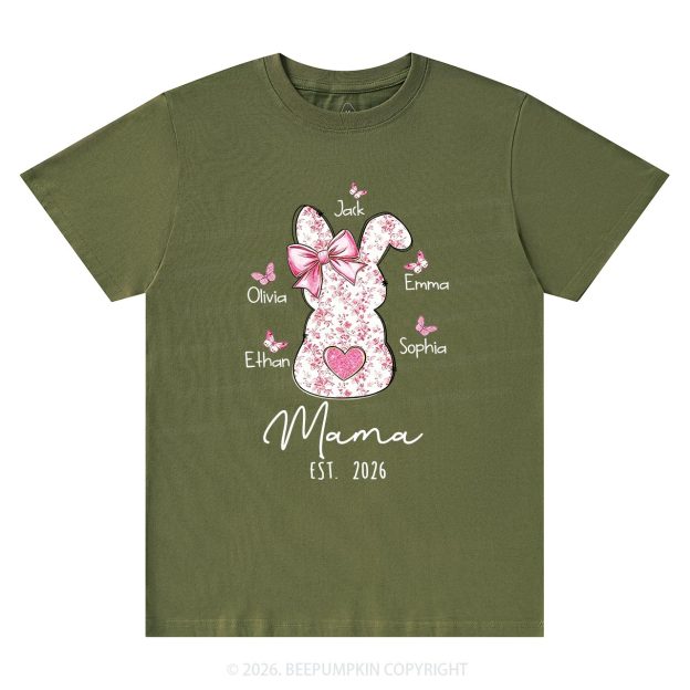 Personalised Pink Floral Butterfly Bunny Easter T-Shirt
