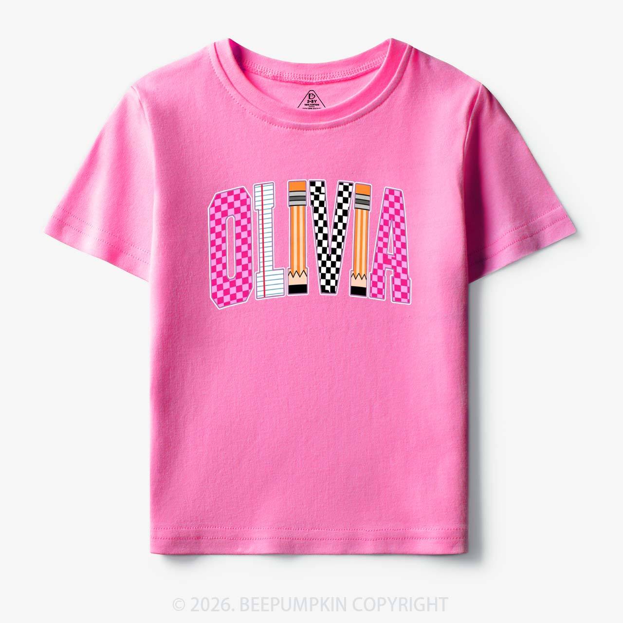 Personalized Name Retro School Preppy Toddler&Kid's Tees