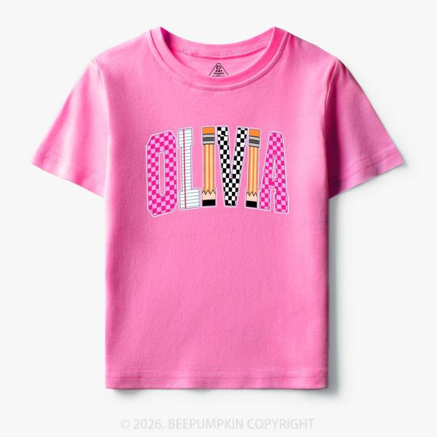 Personalized Name Retro School Preppy Toddler&Kid's Tees