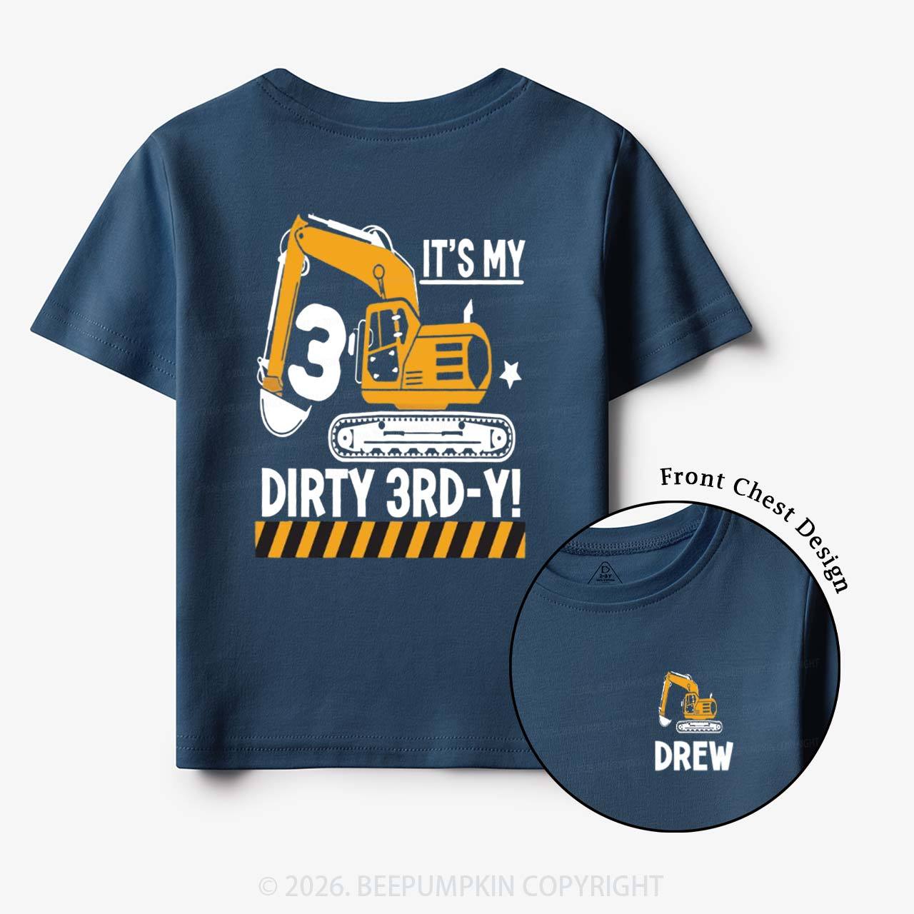 Personalized Dirty Excavator Truck Birthday Toddler&Kid's Tees