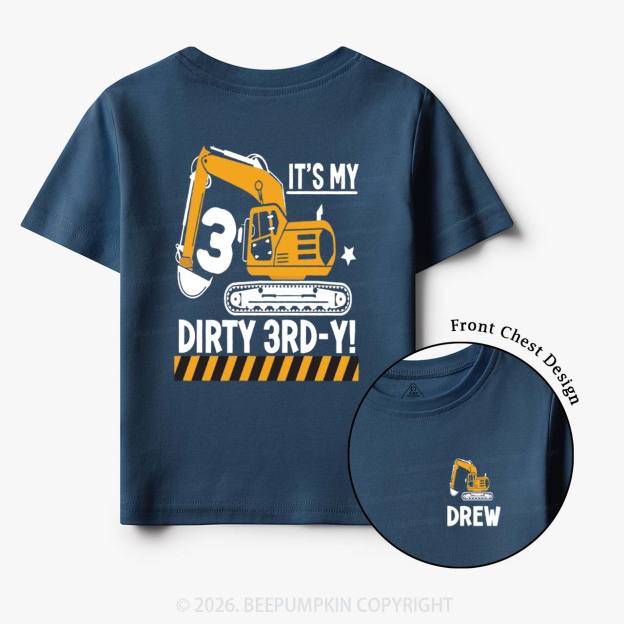 Personalized Dirty Excavator Truck Birthday Toddler&Kid's Tees