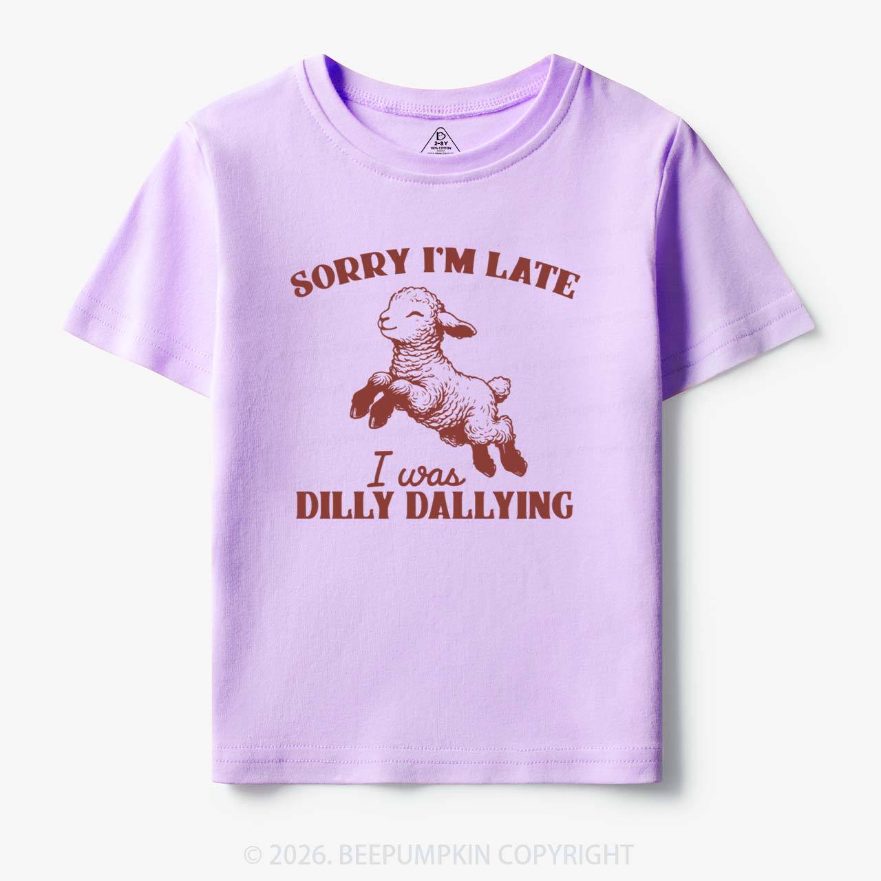 Sorry I'm Late I Was Dilly Dallying Lamb Sheep Toddler&Kid's Tees