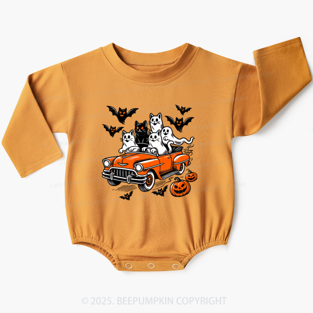 Halloween Cat Ghost Baby Bubble Romper Beepumpkin