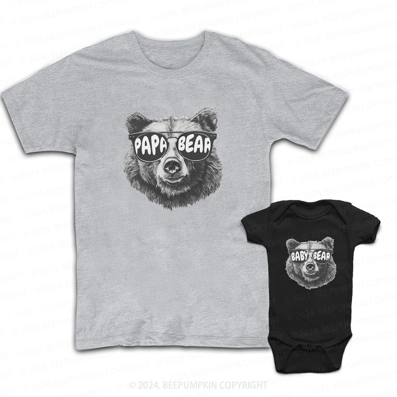 Cute Bear Sunglasses Daddy And Me Matching Shirt