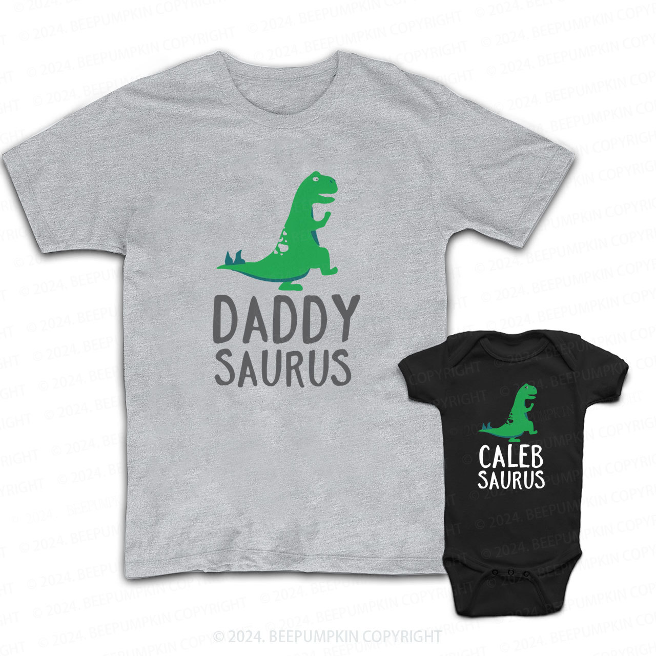 Cute Green Sautus Daddy And Me Matching Shirt