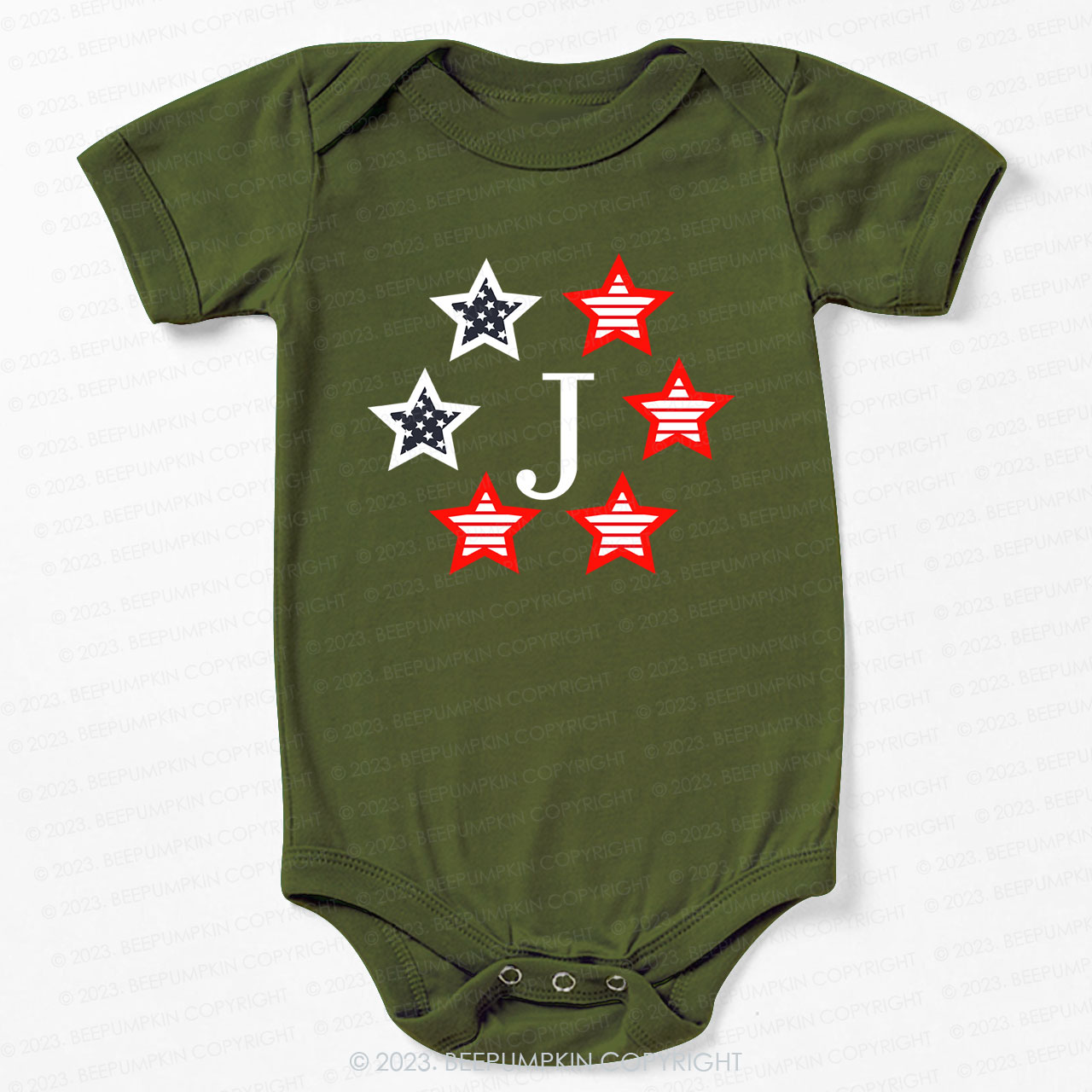 Monogrammed Embroidered Stars Bodysuit For Baby 