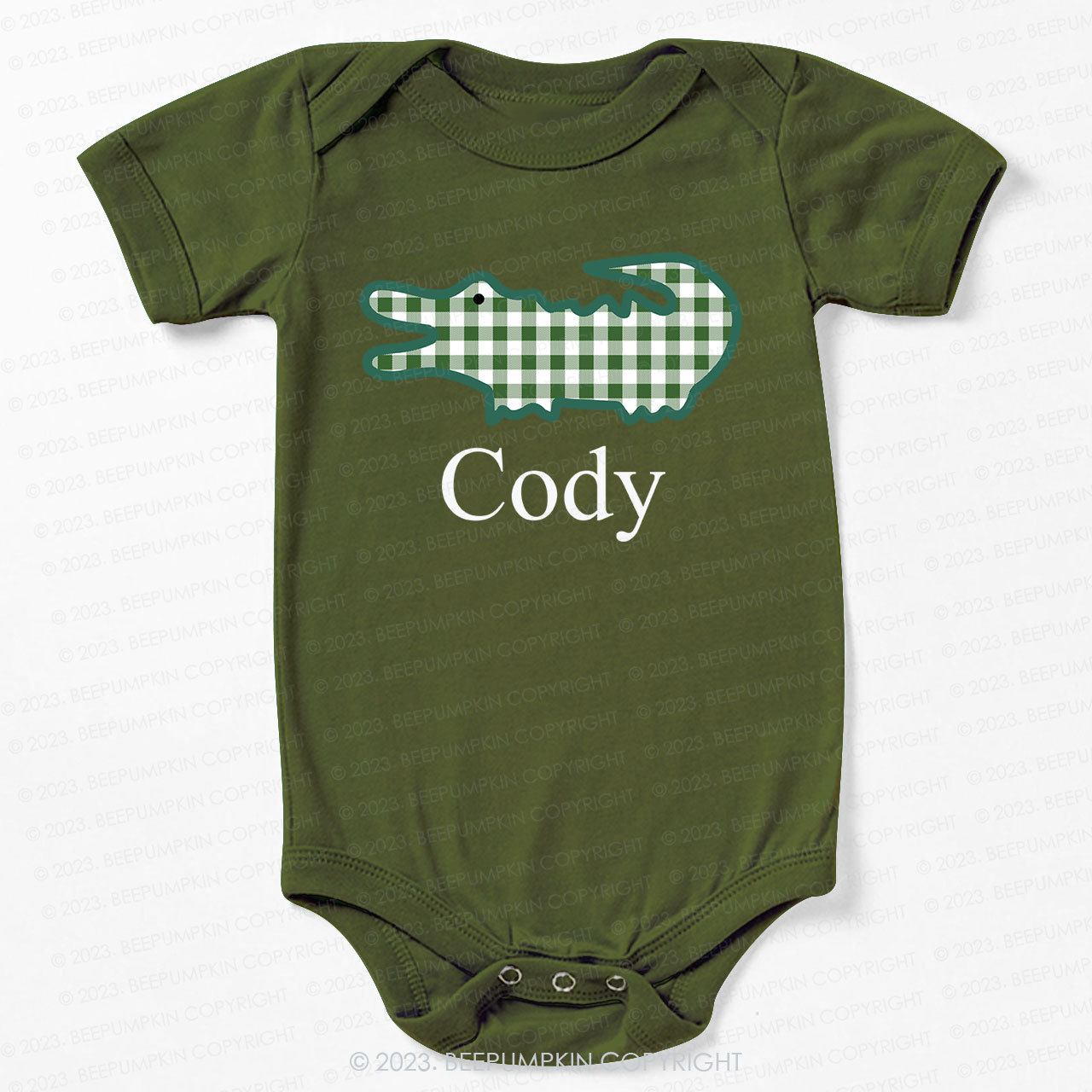 Alligator Gingham Bodysuit For Baby 