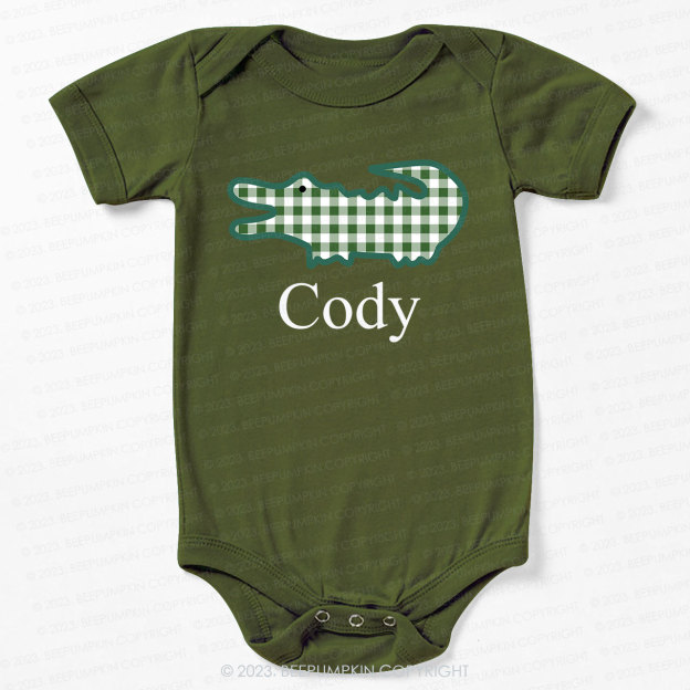 Alligator Gingham Bodysuit For Baby 