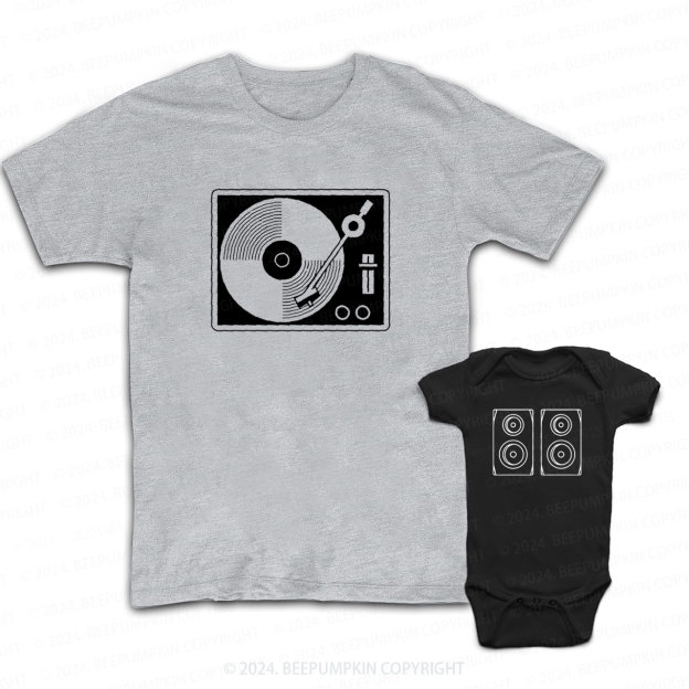 DJ Turntable And Speake Daddy And Me Matching Shirt