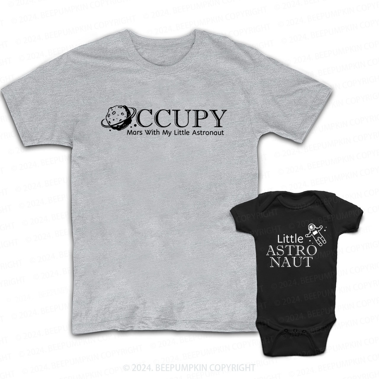Occupy Mars With My Little Astronaut Daddy And Me Matching Shirt