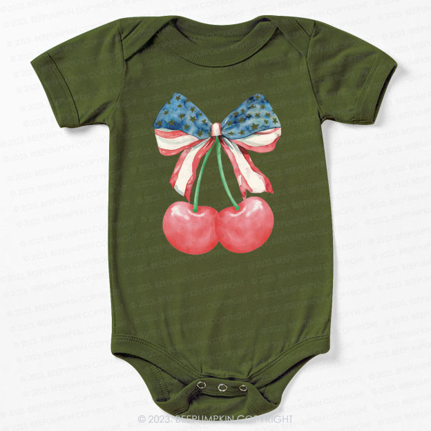 Cherries With American Bow Bodysuit For Baby 