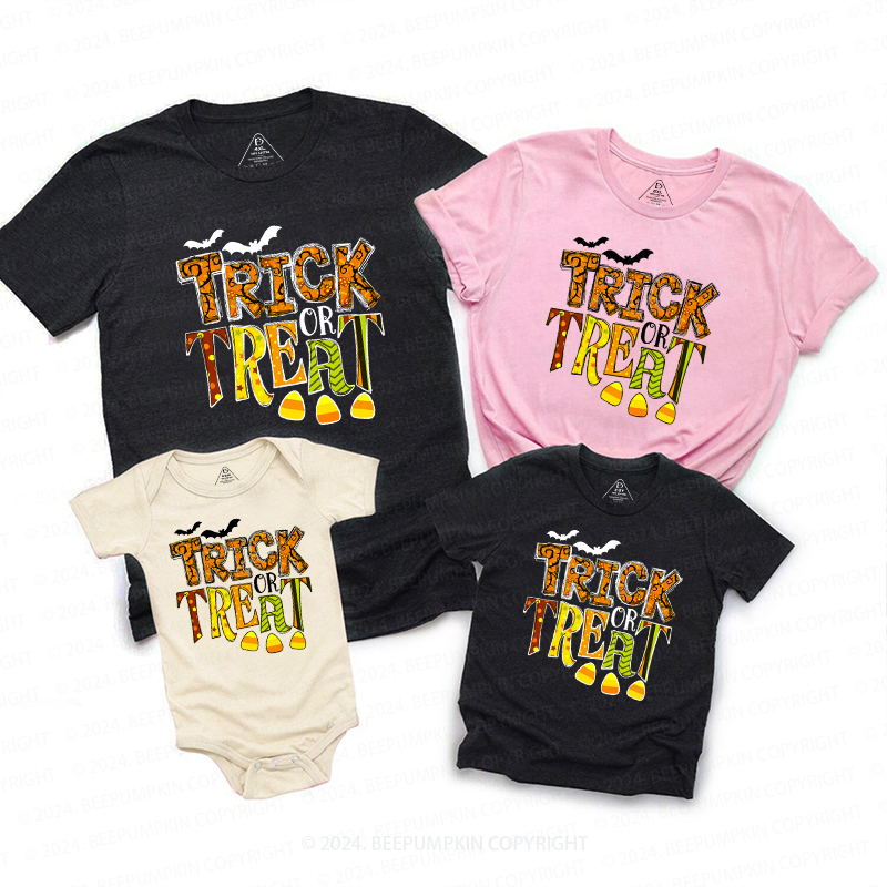 Trick Or Treat Funny Halloween Family Matching Shirts