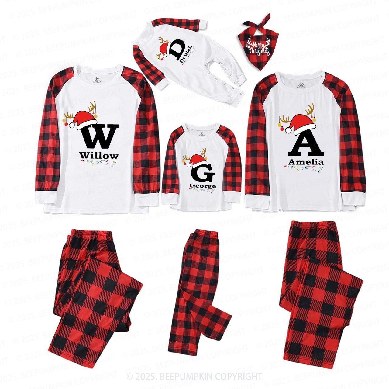 Personalized Christmas Alphabet Family Matching Pajamas