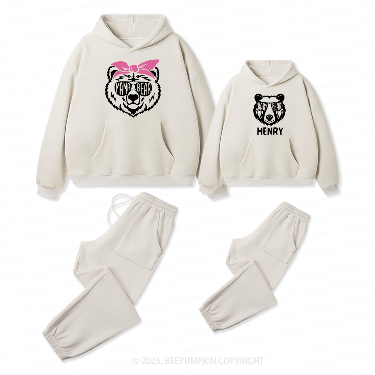 Personalized Bear Family Matching Hoodie Set
