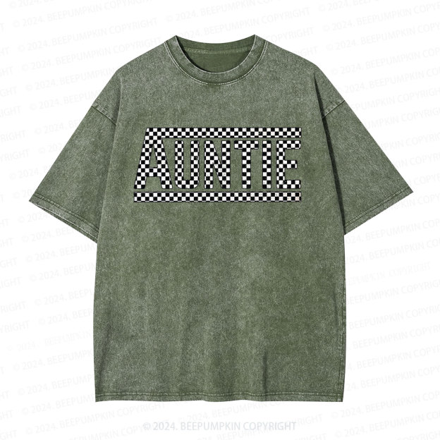 Auntie Checkered  Aunt Washed T-Shirts 